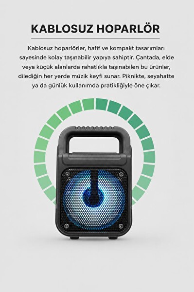 Torima GTS-1362 RGB Işıklı Kablosuz Bluetooth Hoparlör Siyah