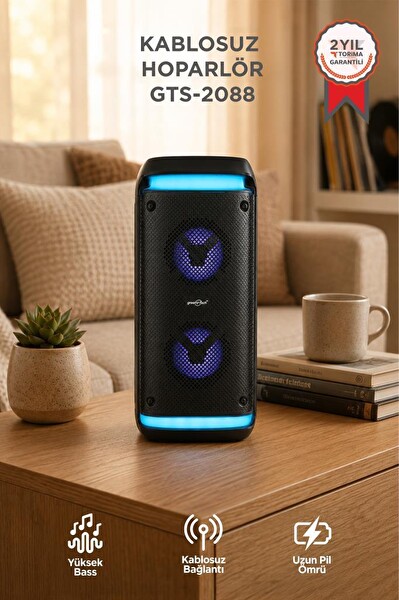 Torima GTS-2088 RGB Işıklı Kablosuz Siyah Speaker Bluetooth Hoparlör
