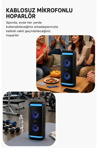 Torima GTS-2088 RGB Işıklı Kablosuz Siyah Speaker Bluetooth Hoparlör