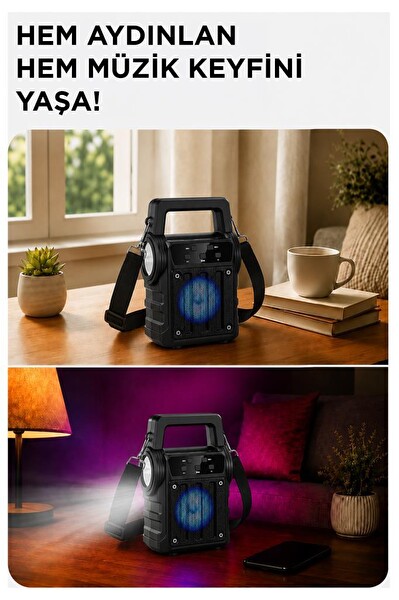 Torima KTS-2295 RGB Işıklı Fenerli Kablosuz Siyah Speaker Bluetooth Hoparlör