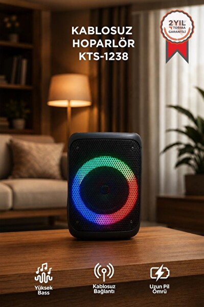 Torima KTS-1238 RGB Işıklı Kablosuz Siyah Speaker Bluetooth Hoparlör