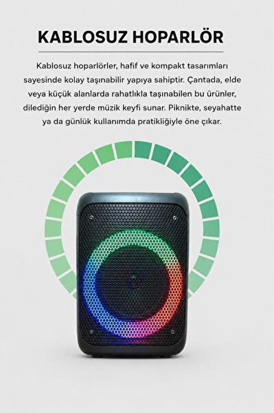Torima KTS-1238 RGB Işıklı Kablosuz Siyah Speaker Bluetooth Hoparlör