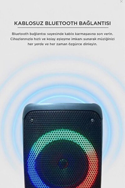 Torima KTS-1238 RGB Işıklı Kablosuz Siyah Speaker Bluetooth Hoparlör