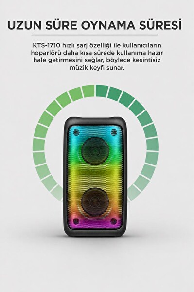 Torima KTS-1710 RGB Işıklı Kablosuz Siyah Speaker Bluetooth Hoparlör