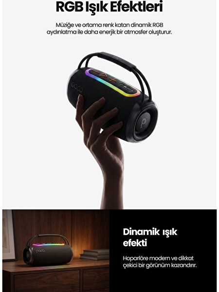 Dossimo Paco 30W Güçlü Ses BT AUX USB TF Card Çoklu Bağlantılı Suya Dayanıklı Speaker Hoparlör Ses Bombası