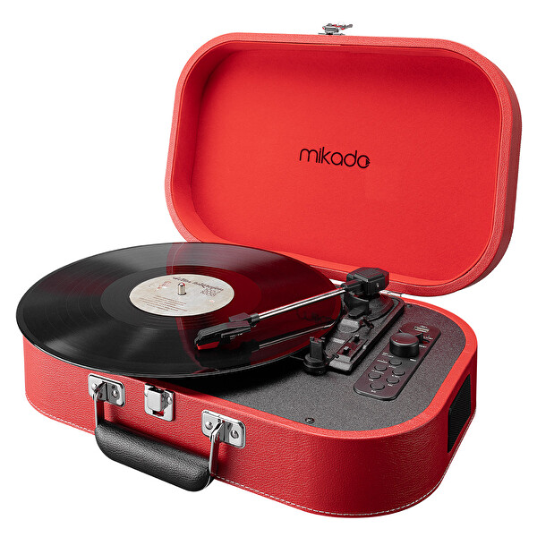 Mikado Nostalgia MN-101 USB + RCA + Bluetooth Destekli Kırmızı Pikap