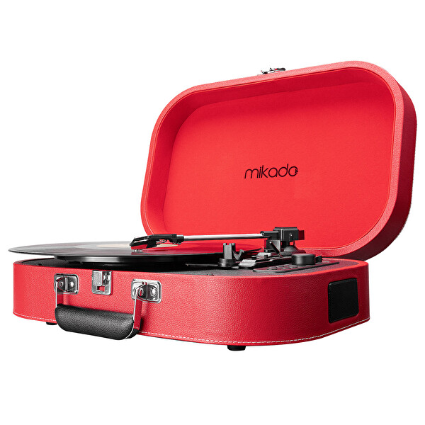 Mikado Nostalgia MN-101 USB + RCA + Bluetooth Destekli Kırmızı Pikap
