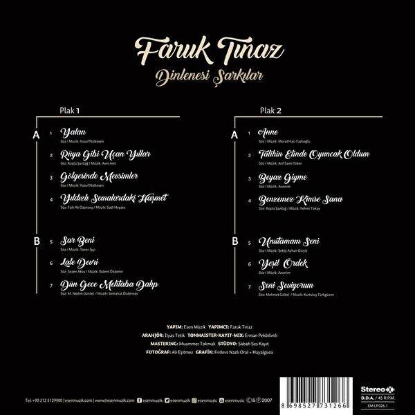 Faruk Tınaz - Dinlenesi Şarkılar 2'li Plak 45 RPM