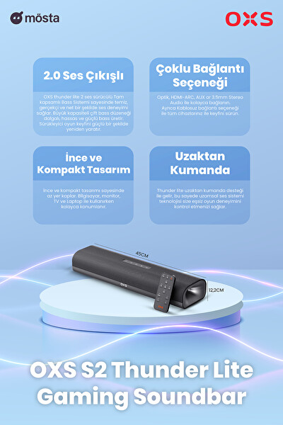 OXS S2 Thunder Lite PC Oyun Soundbar Sanal Surround Sesli TV ve Bilgisayar İçin Ses Barları
