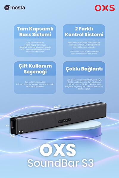 OXS S3 TV için Ses Barları Dahili Subwoofer İle Ev Sineması Ses Sistemi 3D Surround Ses Sistemi TV Ses Çubuğu