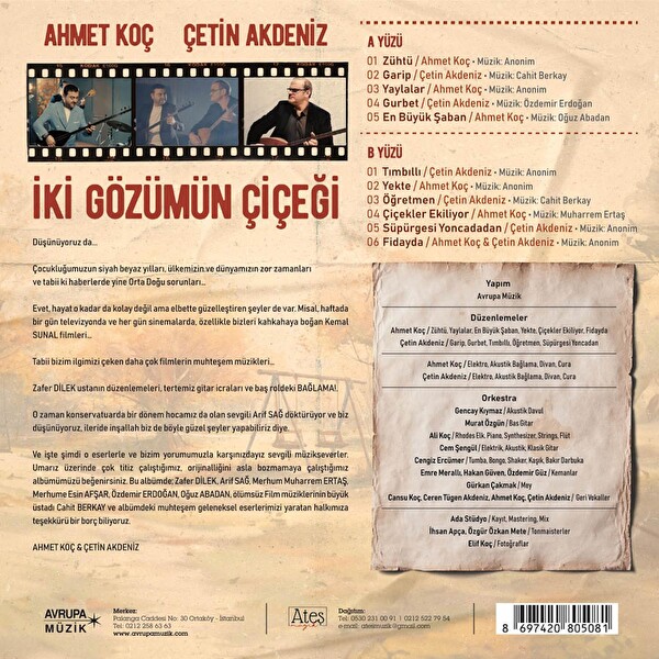 Ahmet Koç & Çetin Akdeniz   İki Gözümün Çiçeği Plak 2