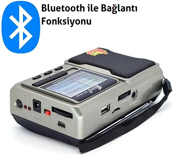 Flagen FP-1781BT Şarjlı Cep Radyosu Bluetoothlu Çift El Fenerli USB ve TF Kart Girişli Radyo Hoparlör