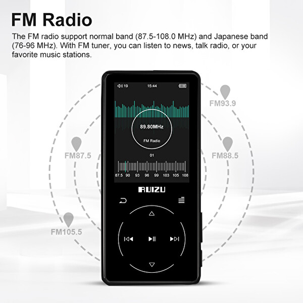 Ruizu D16 Dokunmatik Bluetooth 8 GB MP3 Çalar