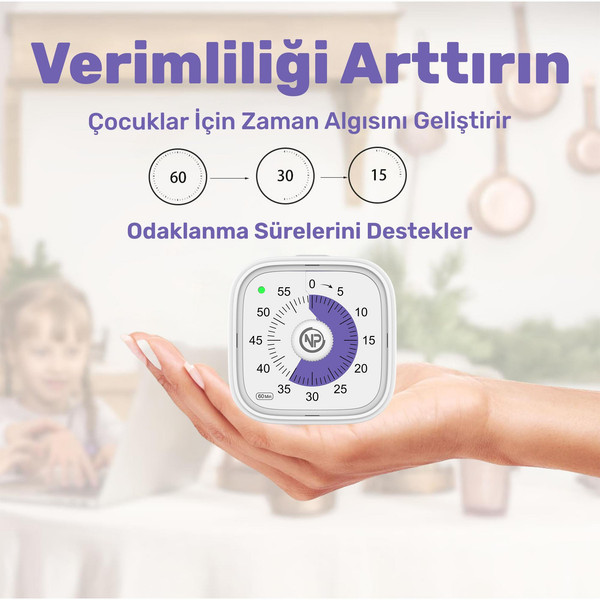 NPO NPT31B 60DK Analog Alarm Zamanlayıcı Pomodoro Öğrenci Motivasyon Saati