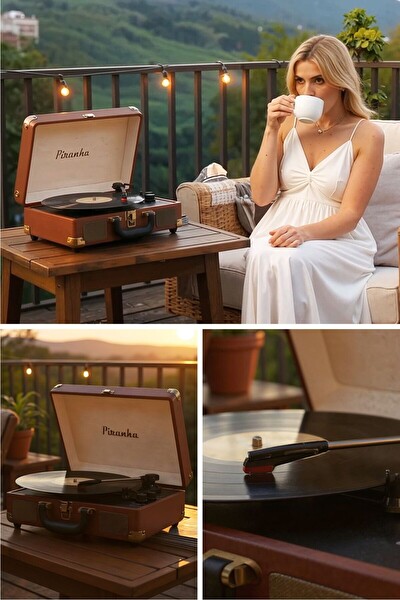 Piranha 7325 Bluetooth'lu Çantalı Pikap - 33-45-78 Devir Tüm Plaklarla Uyumlu