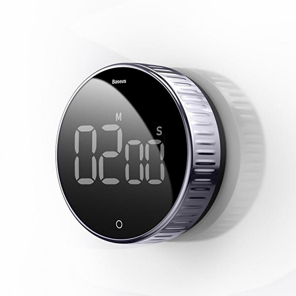 Baseus Heyo Rotation Countdown Manyetik Dijital Zamanlayıcı Çalar Saat - Siyah