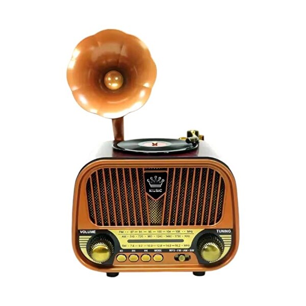 Rose SP-428 USB-SD-FM-Bluetooth Destekli Şarjlı Nostaljik Retro Radyo - Kahverengi