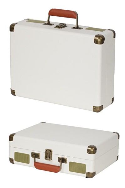 Midex MTX-101WH Şarjlı Bluetooth Aux Hoparlörlü 3 Devir Nostaljik Retro Pikap Plak Çalar