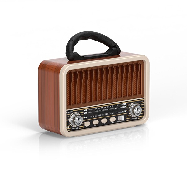 Blaupunkt R80 Nostaljik BT 5.3 Type-C Destekli FM AM SW Hafızalı Şarjlı Radyo - Kahverengi