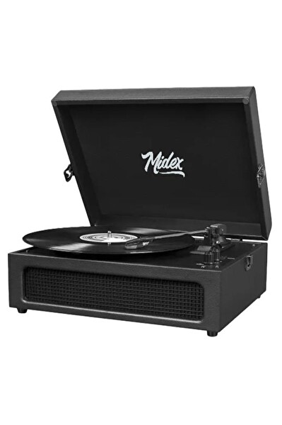 Midex MTX-420BK Nostaljik Şarjlı Bluetooth 3 Devir Pro Pikap Plak Çalar