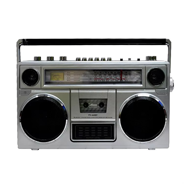 Flagen Retro Büyük Boombox Kaset Çalarlı Radyo USB/TF - Bluetooth Destekli Taşınabilir Müzik Çalar