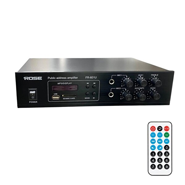 Rose FR-601U 100W USB-SD-Bluetooth Mono Hat Trafolu Amfi