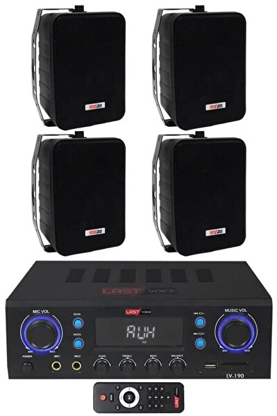 Lastvoice Black Wall Small Paket 2 Hoparlör ve Anfi Ses Sistemi Seti 1 Anfi - 4 Hoparlör