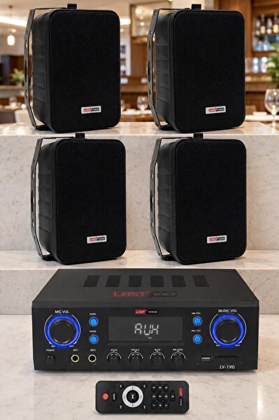 Lastvoice Black Wall Small Paket 2 Hoparlör ve Anfi Ses Sistemi Seti 1 Anfi - 4 Hoparlör