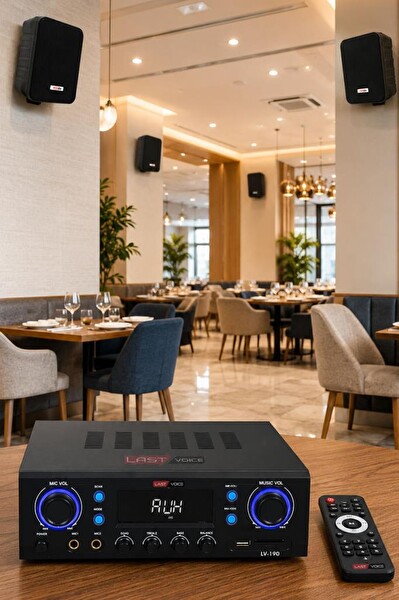 Lastvoice Black Wall Small Paket 2 Hoparlör ve Anfi Ses Sistemi Seti 1 Anfi - 4 Hoparlör
