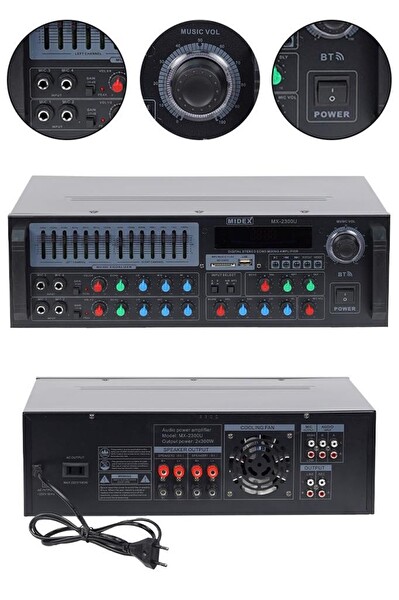 Midex MX-2300U 4 Kanal 2x300W 600W Power Mikser Bluetooth USB Stereo Amfi