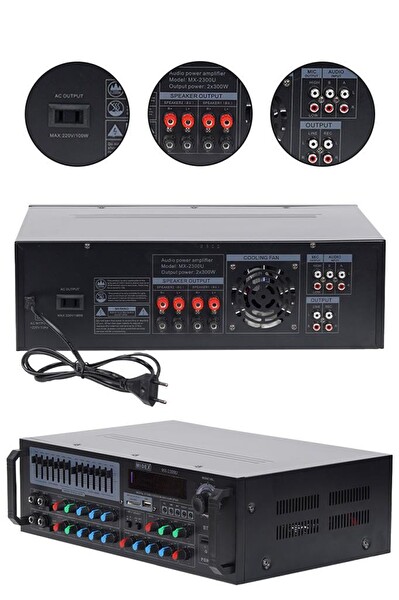 Midex MX-2300U 4 Kanal 2x300W 600W Power Mikser Bluetooth USB Stereo Amfi