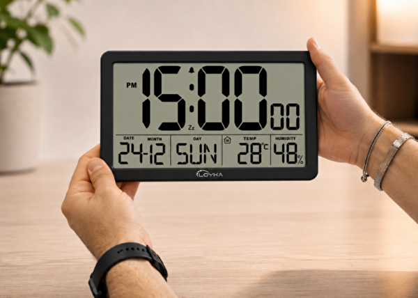 Loyka LCDSY75 Siyah Dijital LCD Saat - Tarih Sıcaklık ve Nem Göstergeli