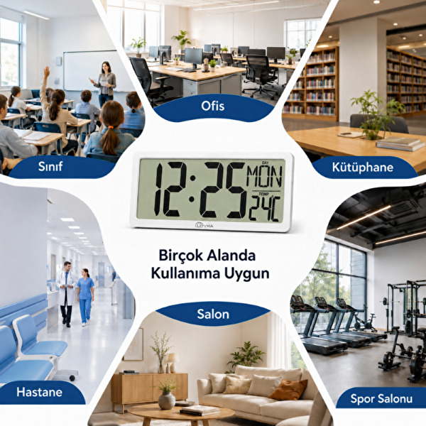 Loyka LCD200JUMBO Büyük Ekranlı Dijital Duvar Saati