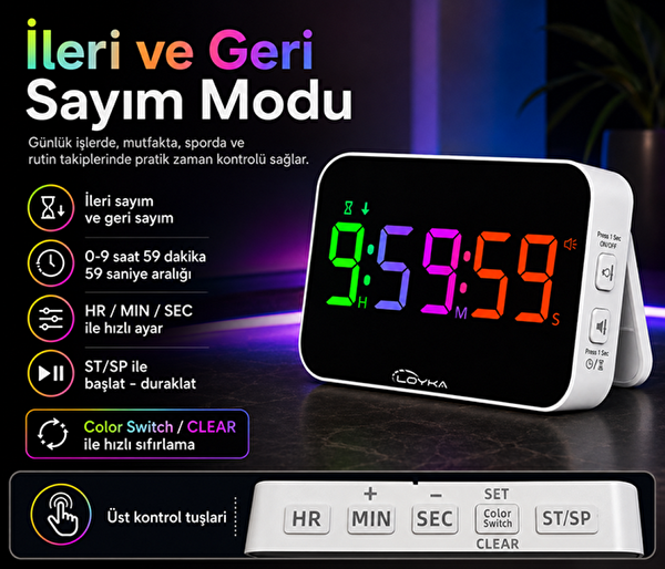 Loyka NEO RGB Renkli Dijital Mini LED Saat