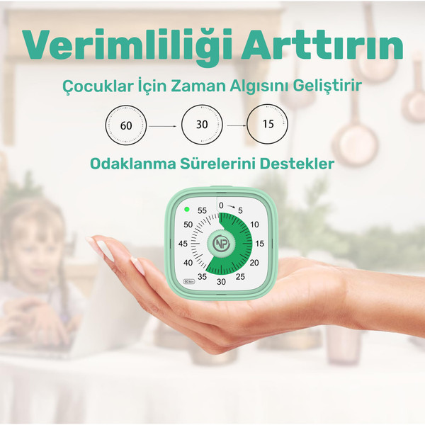 NPO NPT31Y 60dk Analog Alarm Zamanlayıcı Pomodoro Öğrenci Motivasyon Saati