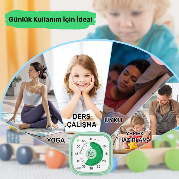 NPO NPT31Y 60dk Analog Alarm Zamanlayıcı Pomodoro Öğrenci Motivasyon Saati