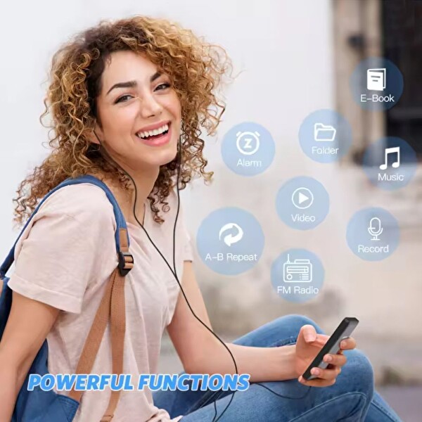 Ruizu X02-B Bluetooth 5.0 Ultra İnce MP3 MP4 Çalar Radyo 8GB MP3 Player