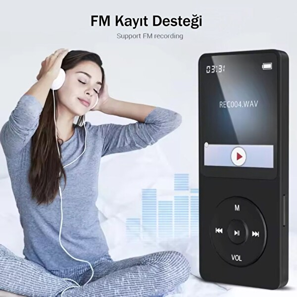 Ruizu X02-B Bluetooth 5.0 Ultra İnce MP3 MP4 Çalar Radyo 16GB MP3 Player