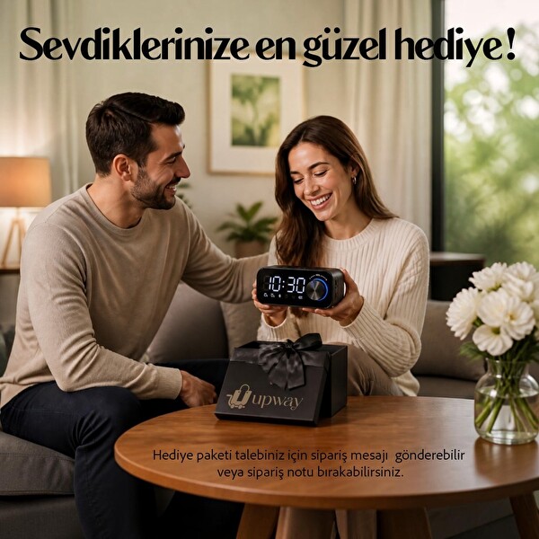 Upway LED Işıklı  SD Kart Çift Alarm Dijital Masa Saati Bluetooth Hoparlör 3