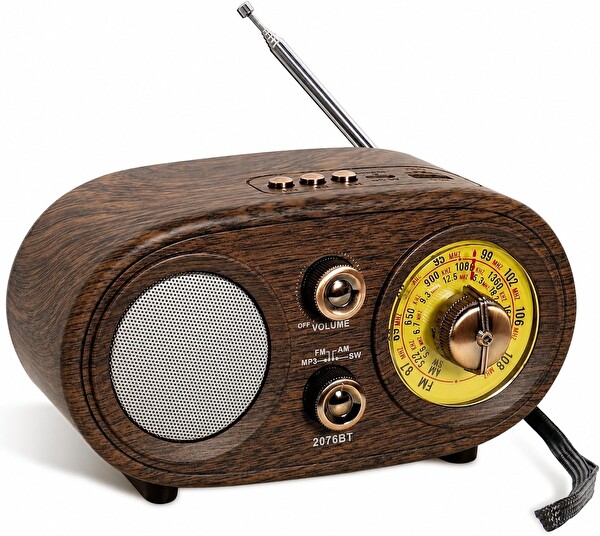 Coverzone NS-803A Bluetooth Retro FM/AM/SW 1200 mAh TF Kart USB Destekli Alarm Saatli Radyo