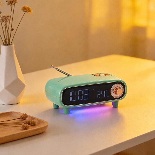 Coverzone TF USB NS-998BT 1800 mAh Bluetooth ENT Dijital Saat Alarm Sıcaklık