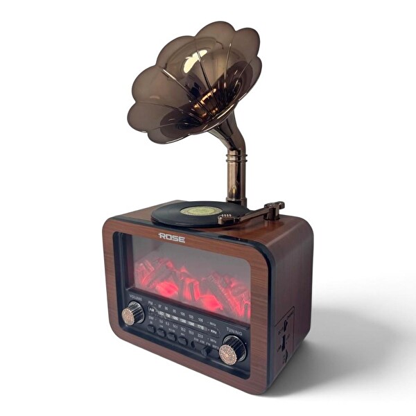 Rose SP-450 Bluetooth-USB-SD Kart Girişli Şömine Efektli Nostaljik Radyo