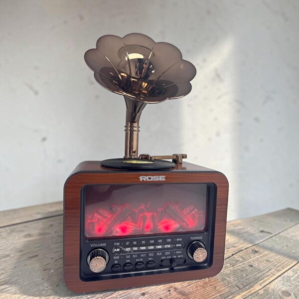 Rose SP-450 Bluetooth-USB-SD Kart Girişli Şömine Efektli Nostaljik Radyo