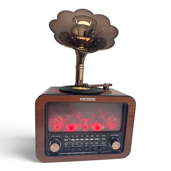 Rose SP-450 Bluetooth-USB-SD Kart Girişli Şömine Efektli Nostaljik Radyo