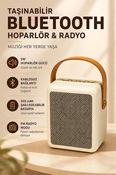 Coverzone GTS2201 5W 52 MM 500 mAh FM USB Taşınabilir ENT Kablosuz Hoparlör