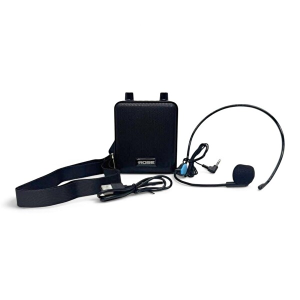 Rose NOVA HP-505K Taşınabilir Şarjlı Mini Rehber Amfisi Kablolu HeadSet Mikrofonlu