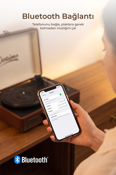 Dossimo Retrotone DS-R100 BT+AUX+USB Destekli Yedek İğneli Kahverengi Pikap Çalar