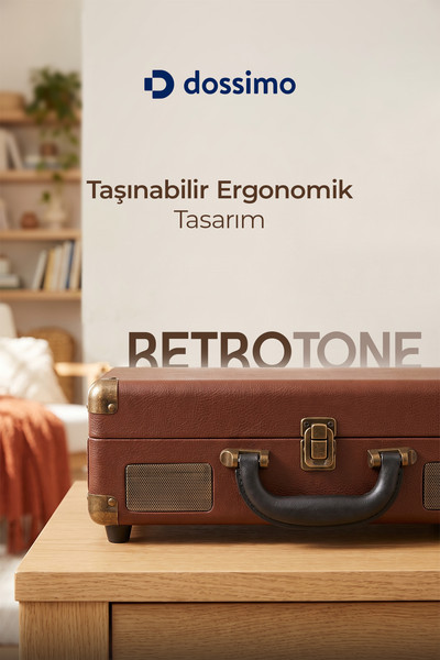 Dossimo Retrotone DS-R100 BT+AUX+USB Destekli Yedek İğneli Kahverengi Pikap Çalar