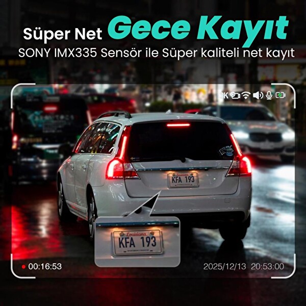 360+ Botslab G500H Pro ADAS Ön 3K QHD - Arka 1080P FHD 150° Geniş Açı WiFi+GPS Gece Görüşlü Araç İçi Kamera