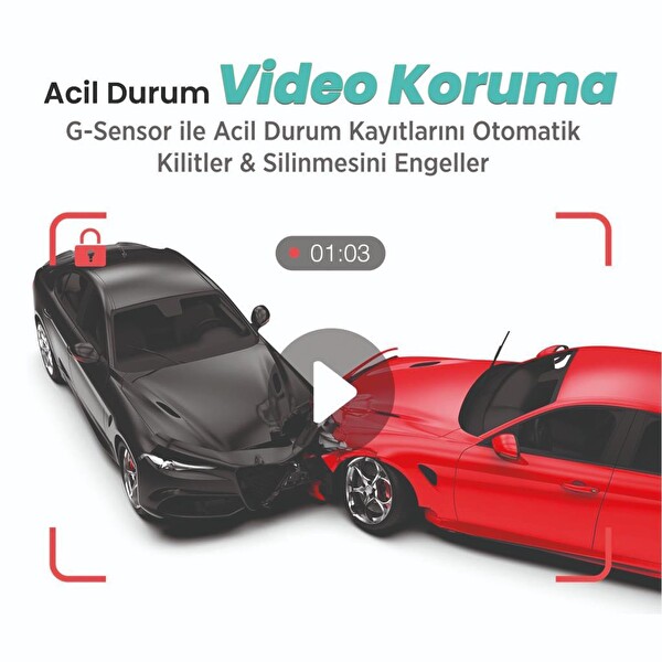 360+ Botslab G500H Pro ADAS Ön 3K QHD - Arka 1080P FHD 150° Geniş Açı WiFi+GPS Gece Görüşlü Araç İçi Kamera